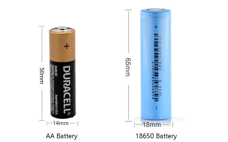 18650 Größe vs. aa