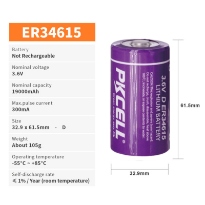 specifications of ER34615 batteries