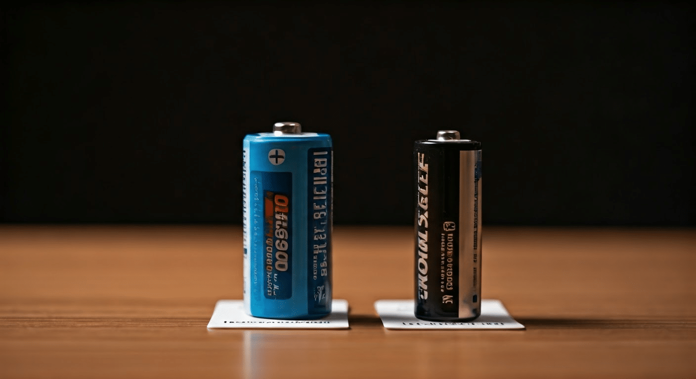 Vergleich von 18650er und AA-Batterien.