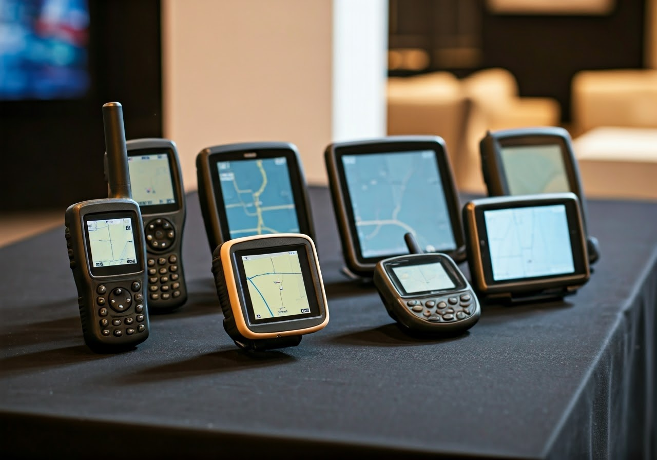 Different GPS devices on a table