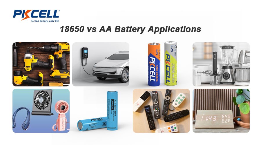 applications of 18650 and AA batteries