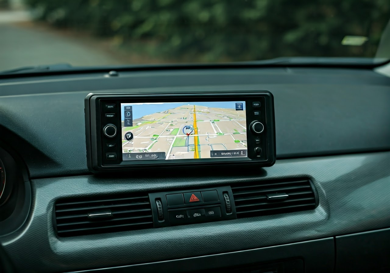 Car dashboard with GPS system