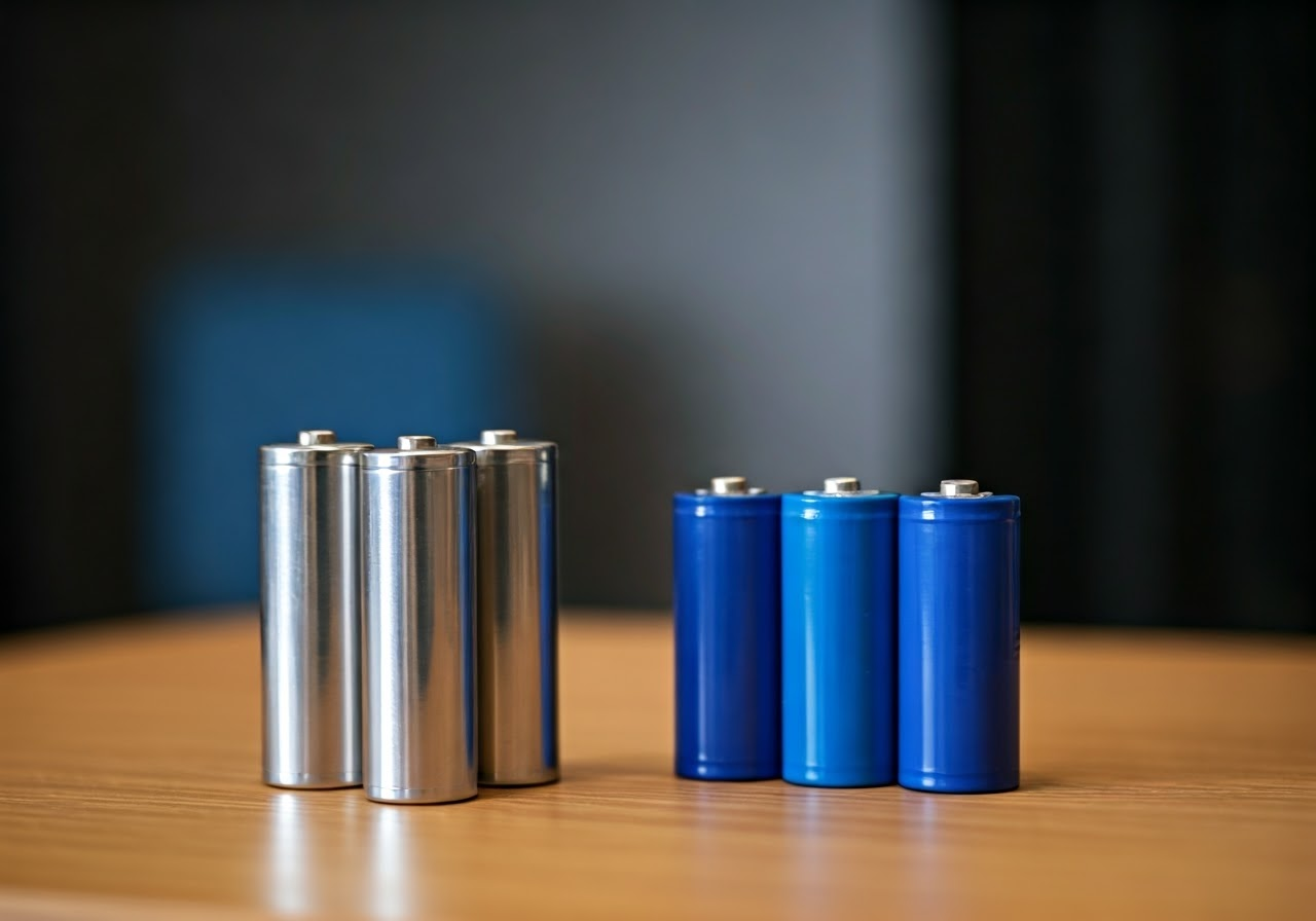 Various alarm system batteries on table