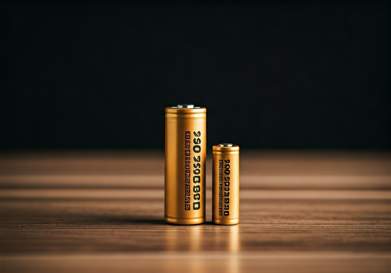 26650 and 18650 batteries side by side.