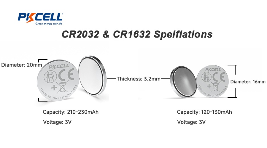 specifiche di cr1632 e cr2032